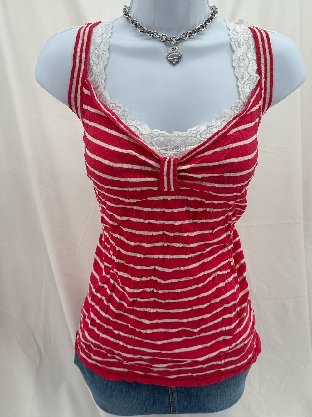 Plus Size Coquette Y2K Striped Red and White Cami Top